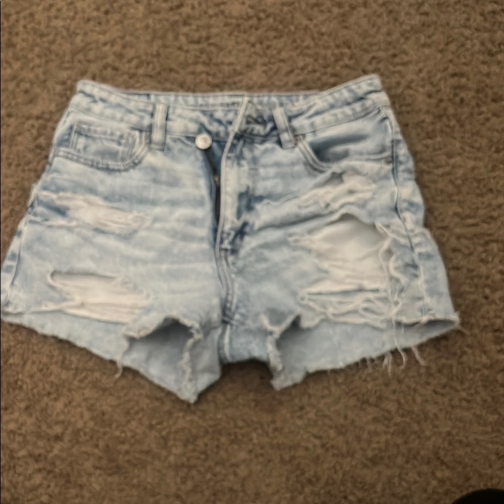 American Eagle Outfitters Blue Jean Shorts Distressed High-Waisted
